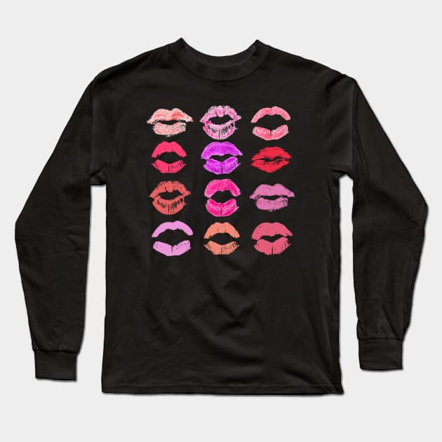 Pop art lips - Vintage Colourful lipstick stains - Diversity of beauty - Girl power Long Sleeve T-Shirt by ArtfulTat